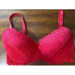 Elegant Red Lace Bra Size 38 DD Push-up underwired by XOXO